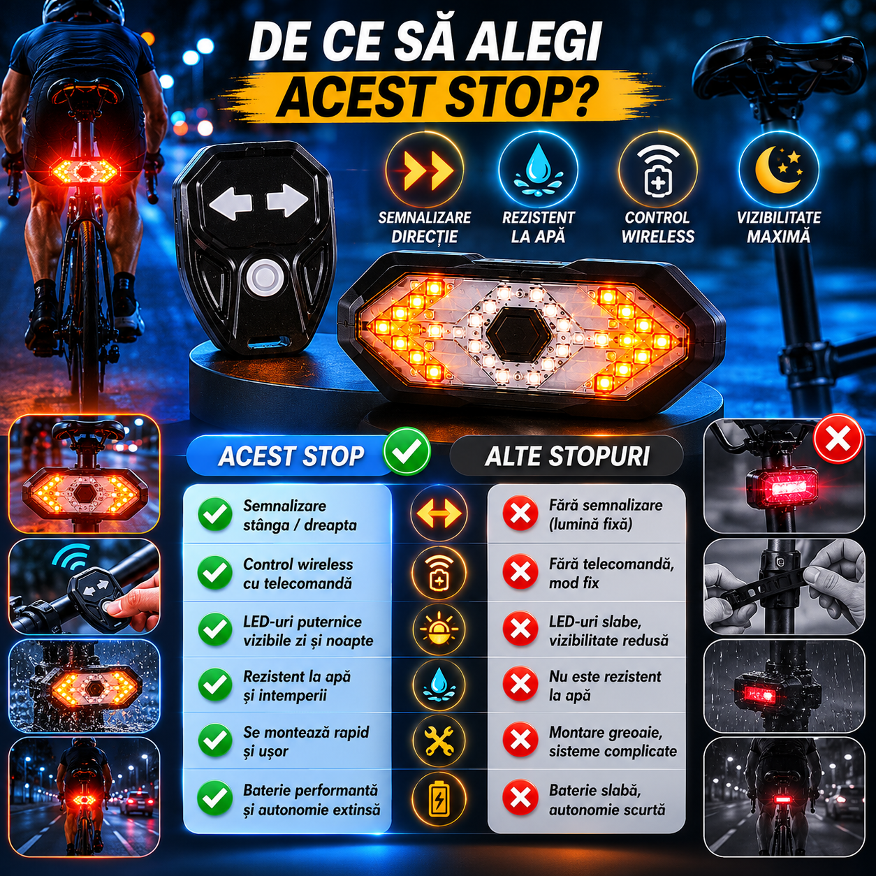 Stop pentru Bicicletă cu Semnalizări - StopBike™