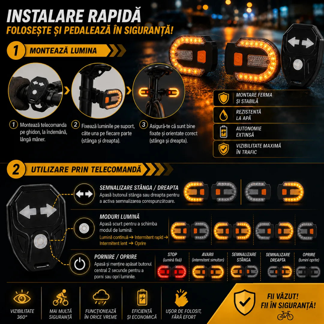 Stop pentru Bicicletă cu Semnalizări - StopBike™