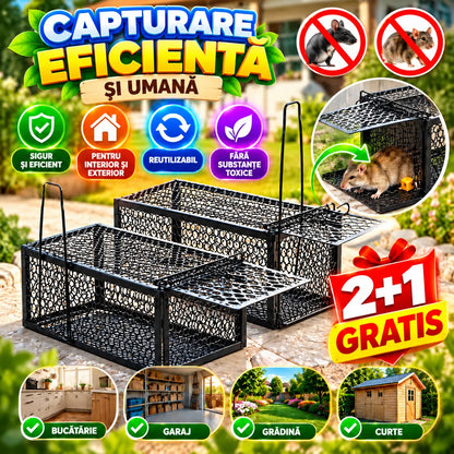 Set de 2 Capcane pentru Șoareci, Șobolani și Dihori RodentTrap™ + 1 GRATIS