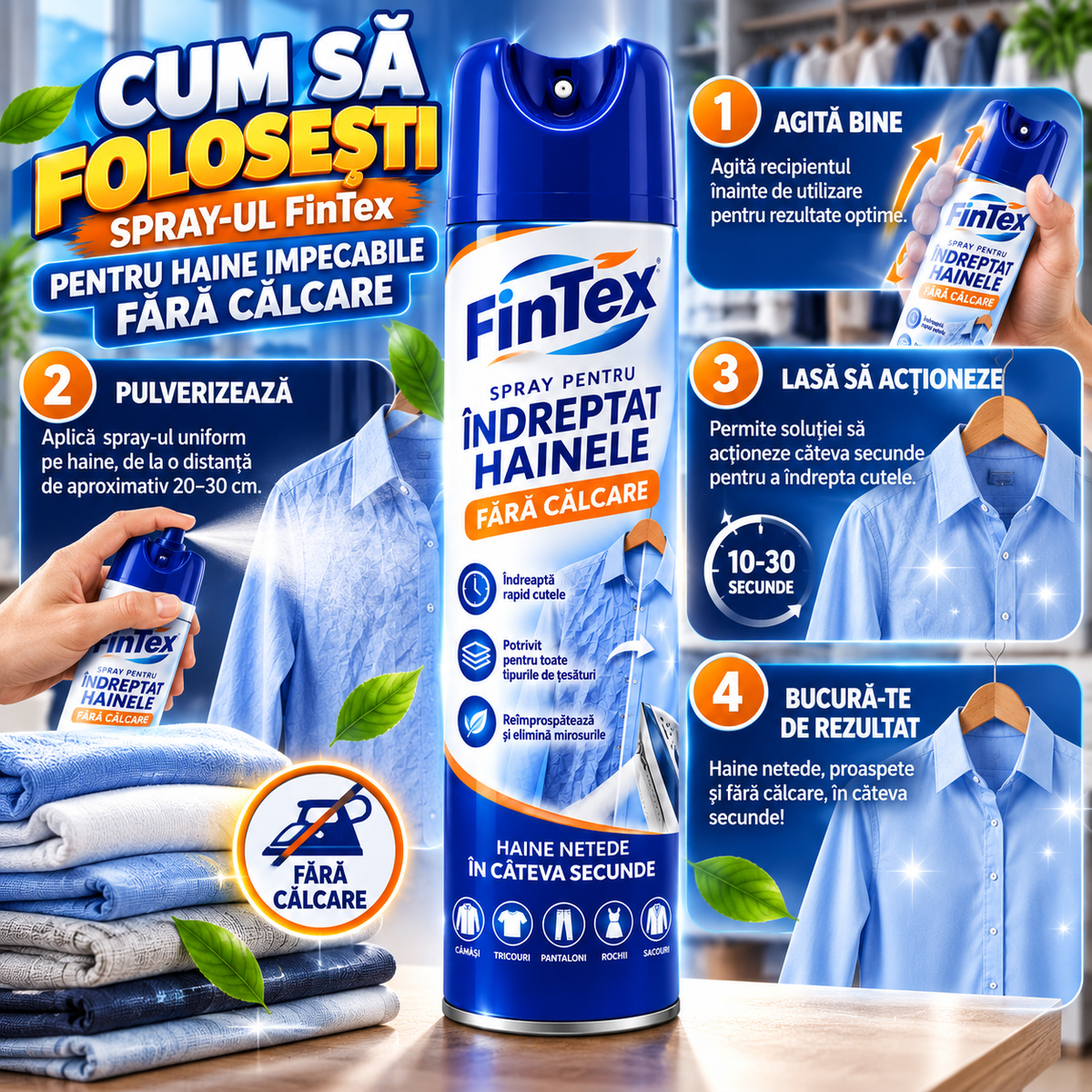 Spray Pentru Călcat Haine EasyCalc™ 1+1 GRATIS