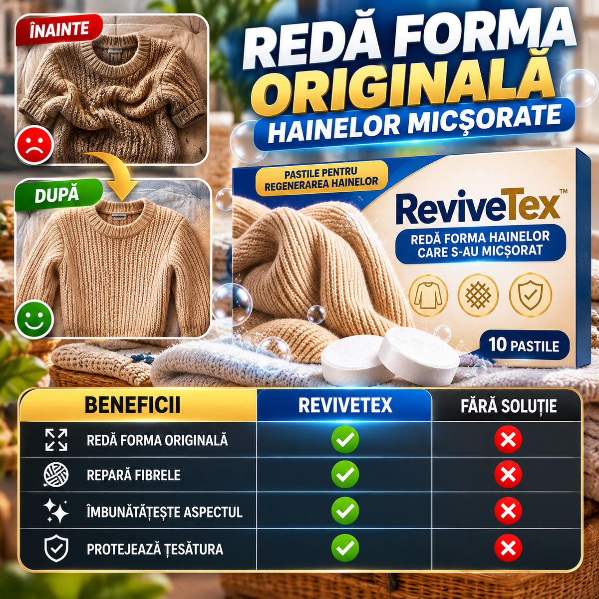 Pastile pentru Refacerea Hainelor ReviveTex™ 1+1 GRATIS