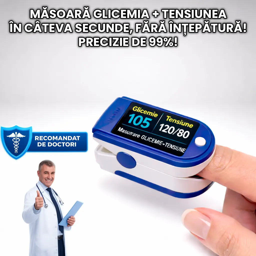 GlucoPress™ – Aparat Digital 2în1 pentru Verificare Rapidă Glicemie și Tensiune