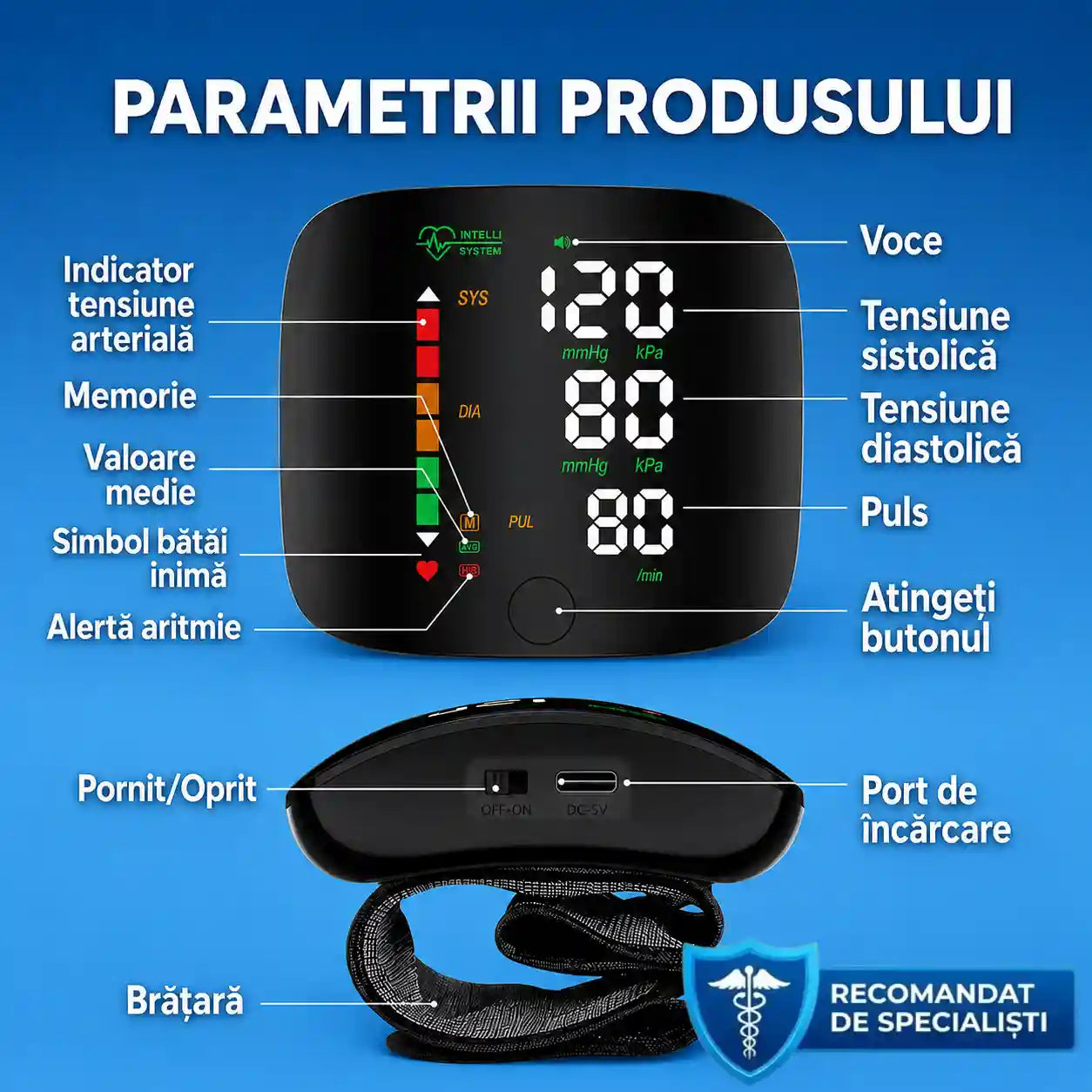 Tensiometru Digital de Încheietură – PulseCare™