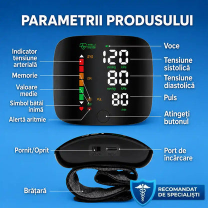 Tensiometru Digital de Încheietură – PulseCare™