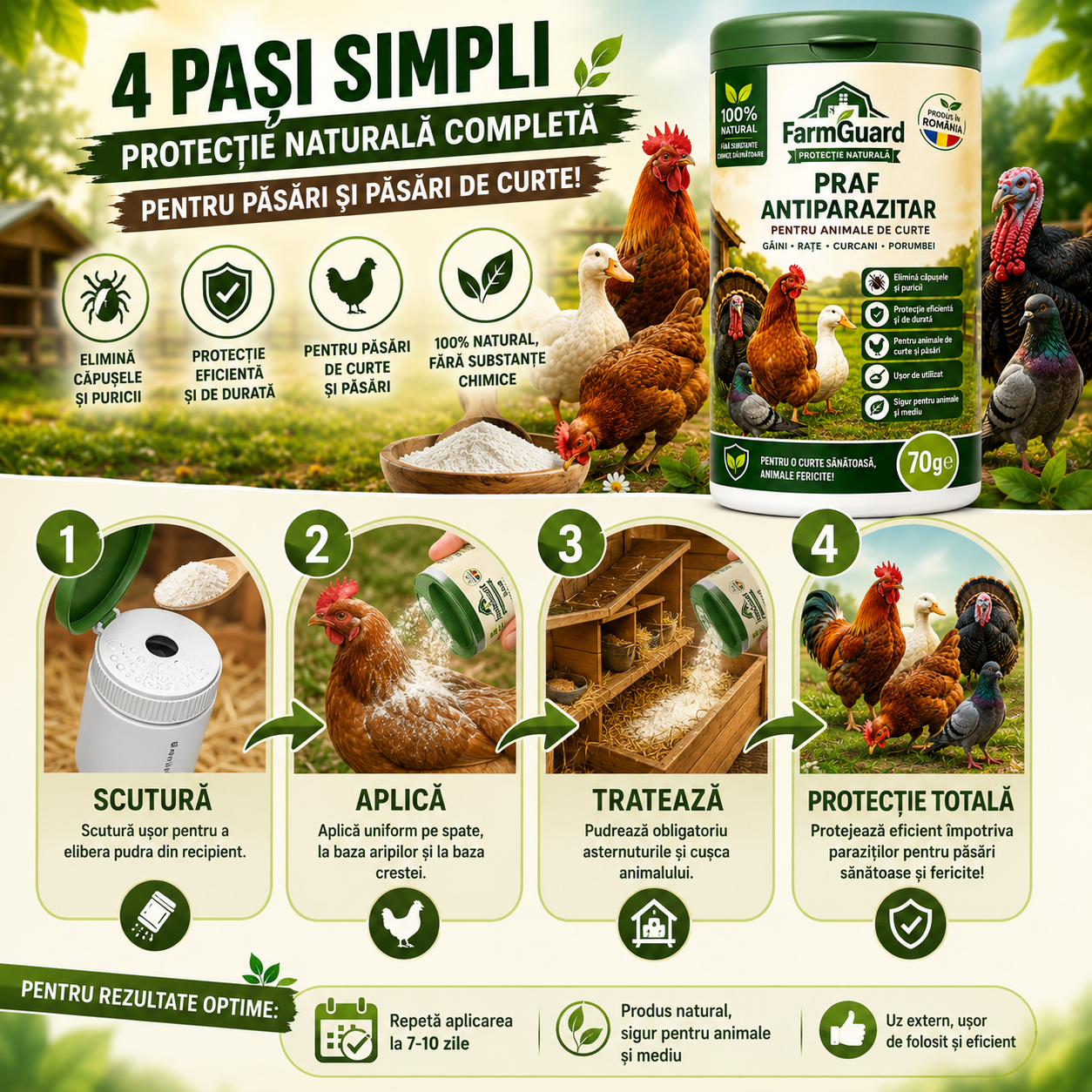 Pudră Naturală Antiparaziți FarmGuard™