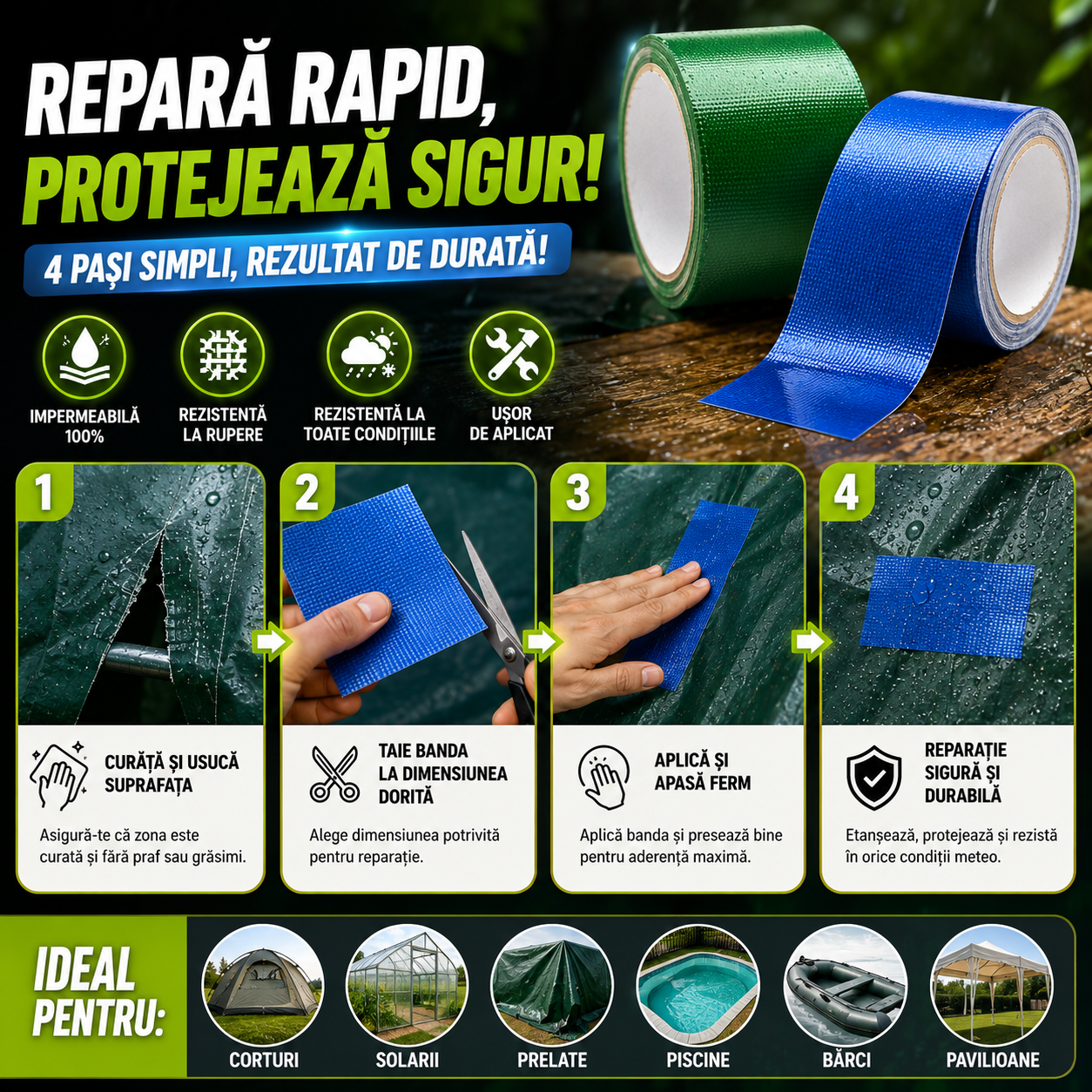 Bandă de Reparații Prelată TarpFix™( 1+1 GRATIS)
