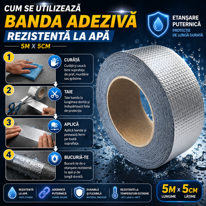 Bandă Adezivă Rezistentă la Apă AquaFix™