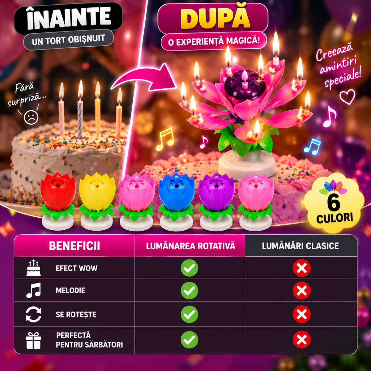 Set 3 Lumânare Muzicală Happy Candle™